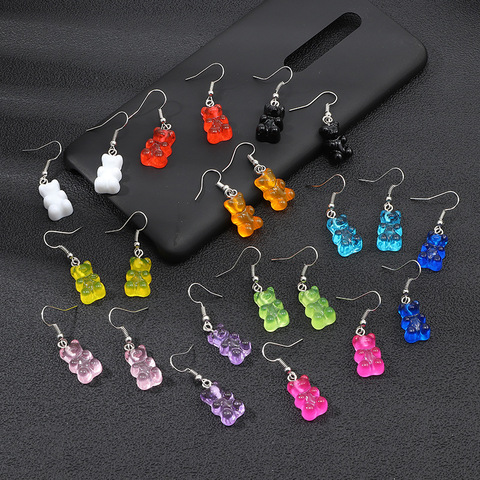 originality statement minimalist dangle earring jelly Polychromatic Bear drop earrings fashion minimalist stud earings for women ► Photo 1/6