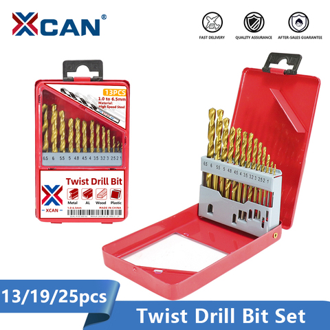 XCAN Twist Drill Bit Set 1.0-13mm Titanium Coated Metal Gun Drill Hole Cutter Power Tools Accessories HSS Wood Metal Drill Bit ► Photo 1/5