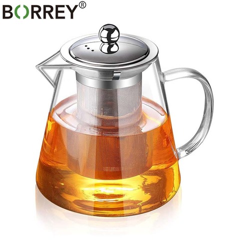 BORREY Tea Infuser Pot Heat-resistant Glass Teapot Cup With Filter Flower Tea Pot Oolong Puer Kettle Glass Coffee Tea Pot 1300Ml ► Photo 1/6