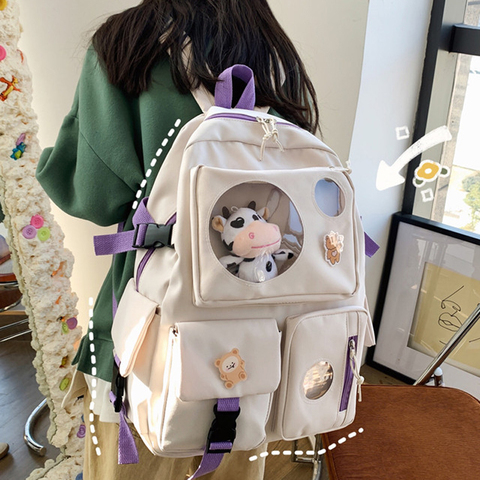 Diehe Muti-Pocket Women Backpack Nylon School Bag Backpacks for Teenage Girls Fashion College Student Back Pack Mochila Feminina ► Photo 1/6
