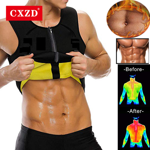 CXZD Men Neoprene Sweat Sauna Vest Workout Waist Trainer Slimming Tank Top Fat Burner for Weight Loss ► Photo 1/6