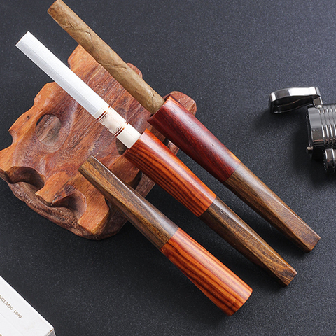 Solid Wood Cigarette mouthpiece Smoking Pipes Tobacco Rolling Paper Cigarette Pipe Classical Pipe For Small Cigar YJ605 ► Photo 1/6