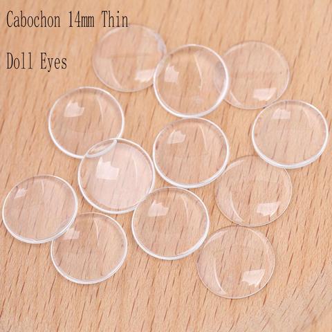 onwear 50pcs flat clear cabochon glass thin 14mm doll eyes making diy acessories ► Photo 1/2