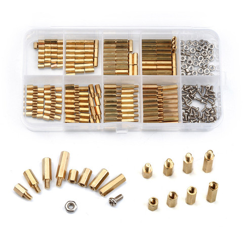 300PCS/Set M2 Brass Copper Female/Male Spacing Screws Security Surveillance Cameras Pillars Knurled Standoff Spacer Kit ► Photo 1/6