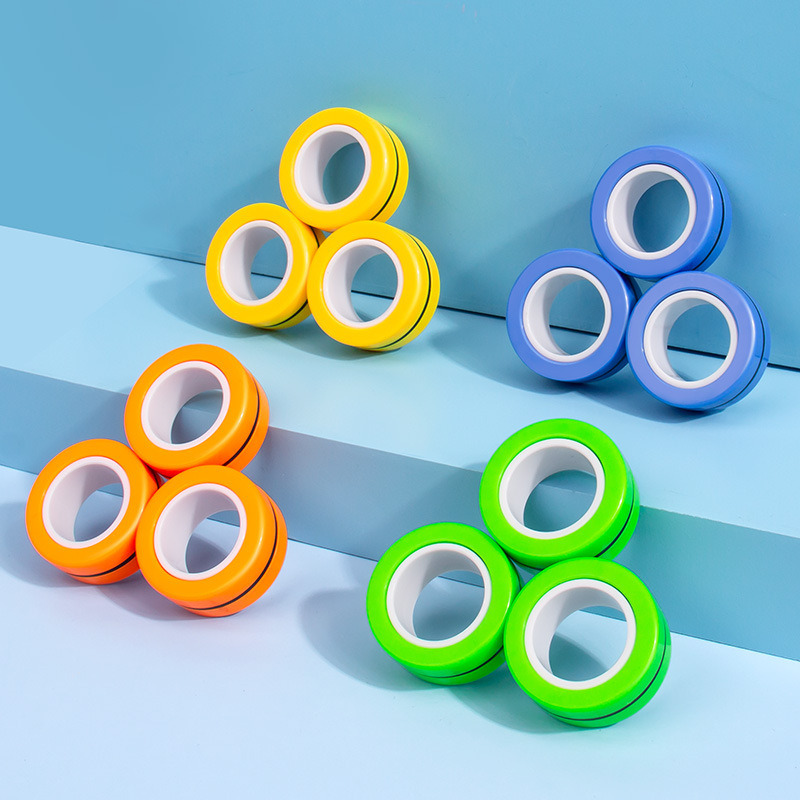 GREEN Fidget Toys Finger Magnetic Rings Finger Spinner AUTISM SENSORY 