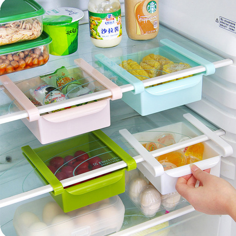 Fridge Freezer Shelf Holder Pull-out Drawer Organiser Adjustable Stretchable Multifunction Kitchen Refrigerator Storage Rack ► Photo 1/6