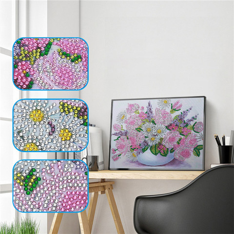 5D DIY Diamond Painting pink white Flowers Diamond Embroidery partial special shaped Rhinestones Cross Stitch Hobby Home Decor ► Photo 1/6