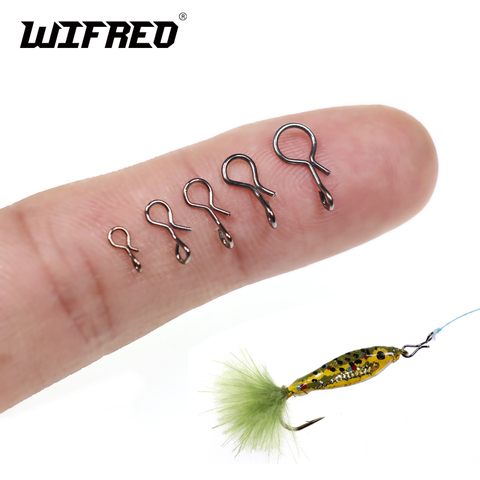 Wifreo 50PCS/bag Fly Fishing Snap Quick Change for Flies Hook Lures Stainless Steel Lock Black Fishing Snaps Lures Clip Link ► Photo 1/6