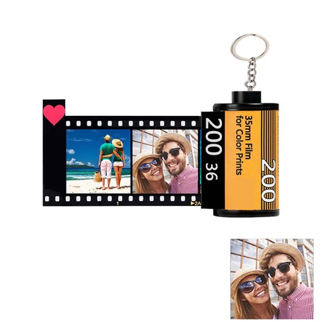 New Customized 10 Photos 2 Texts Memory Film Roll Keychain DIY Custom Album Keyring Personalized Wedding Anniversary Lovers Gift ► Photo 1/6