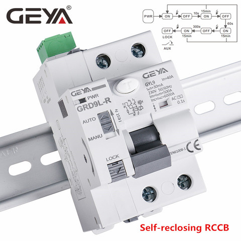 GEYA 6KA ELCB RCCB 2P Automatic Reclosing Device Remote Control Circuit Breaker Recloser RCD 40A 63A 30mA ► Photo 1/6