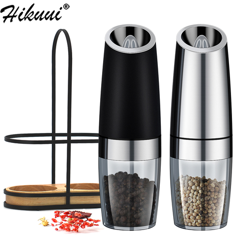 Automatic Salt Pepper Mill Grinder Electric Stainless Steel LED Light Gravity Operated Mills Kitchen Spice Tools Set for Cooking ► Photo 1/6