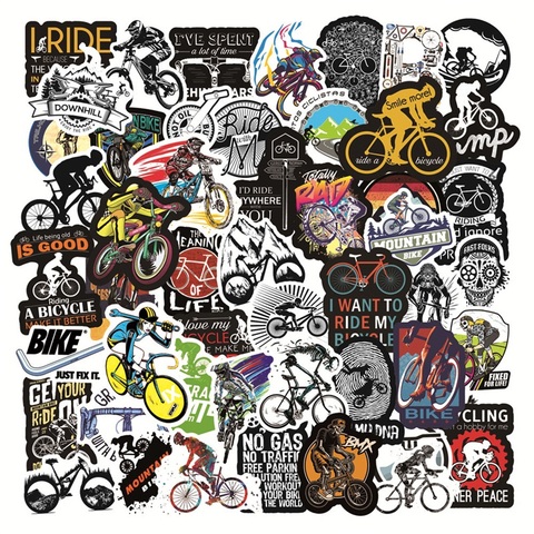 50 Pcs Mountain Bike Stickers|road Bike Waterproof Vinyl Stickers for Bike Water Bottles Laptop Bicycle Waterproof Decals ► Photo 1/6
