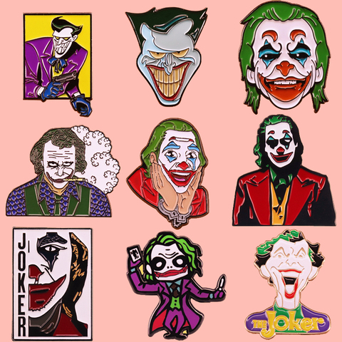 Put On A Happy Face Joker Inspired Enamel Brooch Pins Badge Lapel Pins Alloy Metal Fashion Jewelry Accessories Gifts ► Photo 1/6