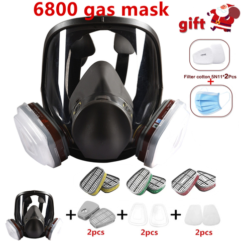 3 Interface Gas Mask with Filter Cotton and Box Full Face Facepiece Respirator ► Photo 1/6