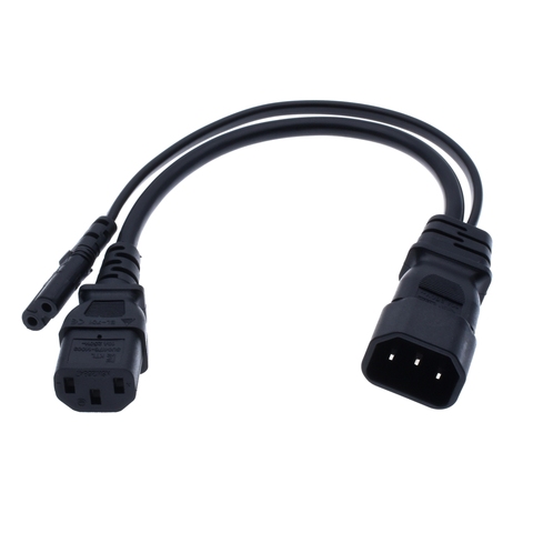 Y Type Splitter Power Cord ,IEC320 C14 Plug 3-Prong Male Power Cable Cord AC Power Adapter to C7 +C13 Female ► Photo 1/6