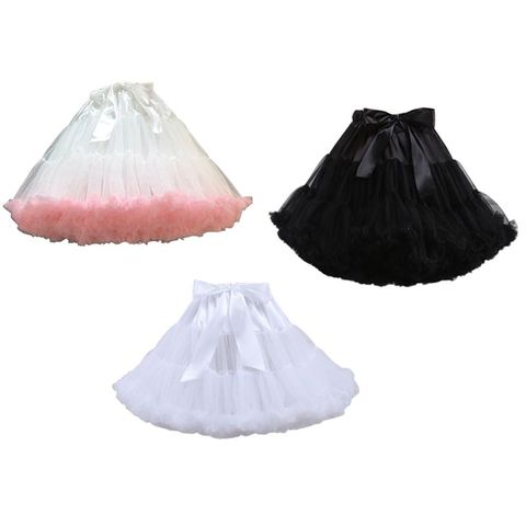 Women Lolita Cosplay Petticoat A-Line Puffy Tutu Skirt Layered Tulle Ballet Dance Pettiskirts Big Bowknot Underskirt ► Photo 1/6