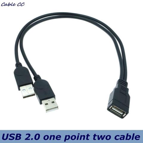 USB 2.0 A Male to USB Female 2 Double Dual Power Supply USB Female Splitter Extension Cable HUB Charge for Hard Disks Printers ► Photo 1/6
