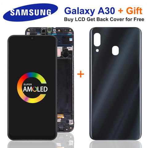 SUPER AMOLED For Samsung GALAXY A30 LCD Display Touch Screen With A30 Battery Cover Digitizer Assembly A305/DS A305FN A305G LCD ► Photo 1/6
