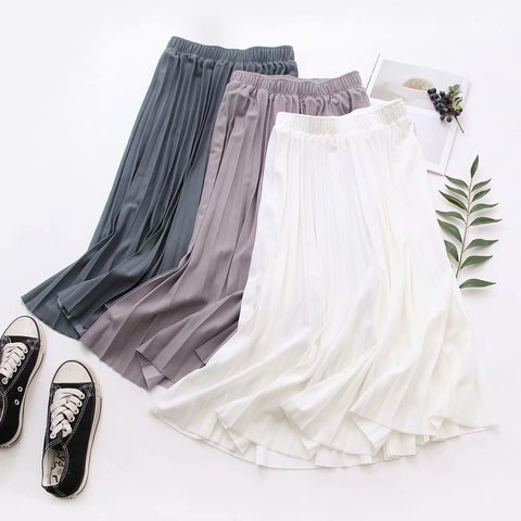 2022 Women Summer A-Line Pleated Skirt High Waist Elegant Pink Skirt Casual Clothes Faldas Jupe Femme Saia Women Midi Skirts ► Photo 1/6