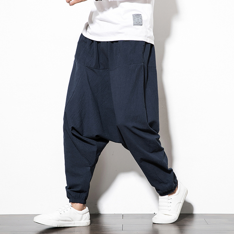 Spring casual men's pants streetwear cotton harem sweatpants harajuku hip hop joggers men cross-pants ankle-length trousers ► Photo 1/5