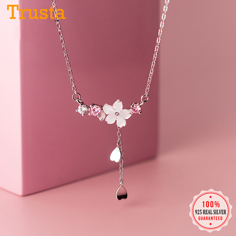 Trustdavis 925 Sterling Silver Temperament Shell Flower Chian Heart Necklace for Women Wedding Party Fine S925 Jewelry DA1334 ► Photo 1/6