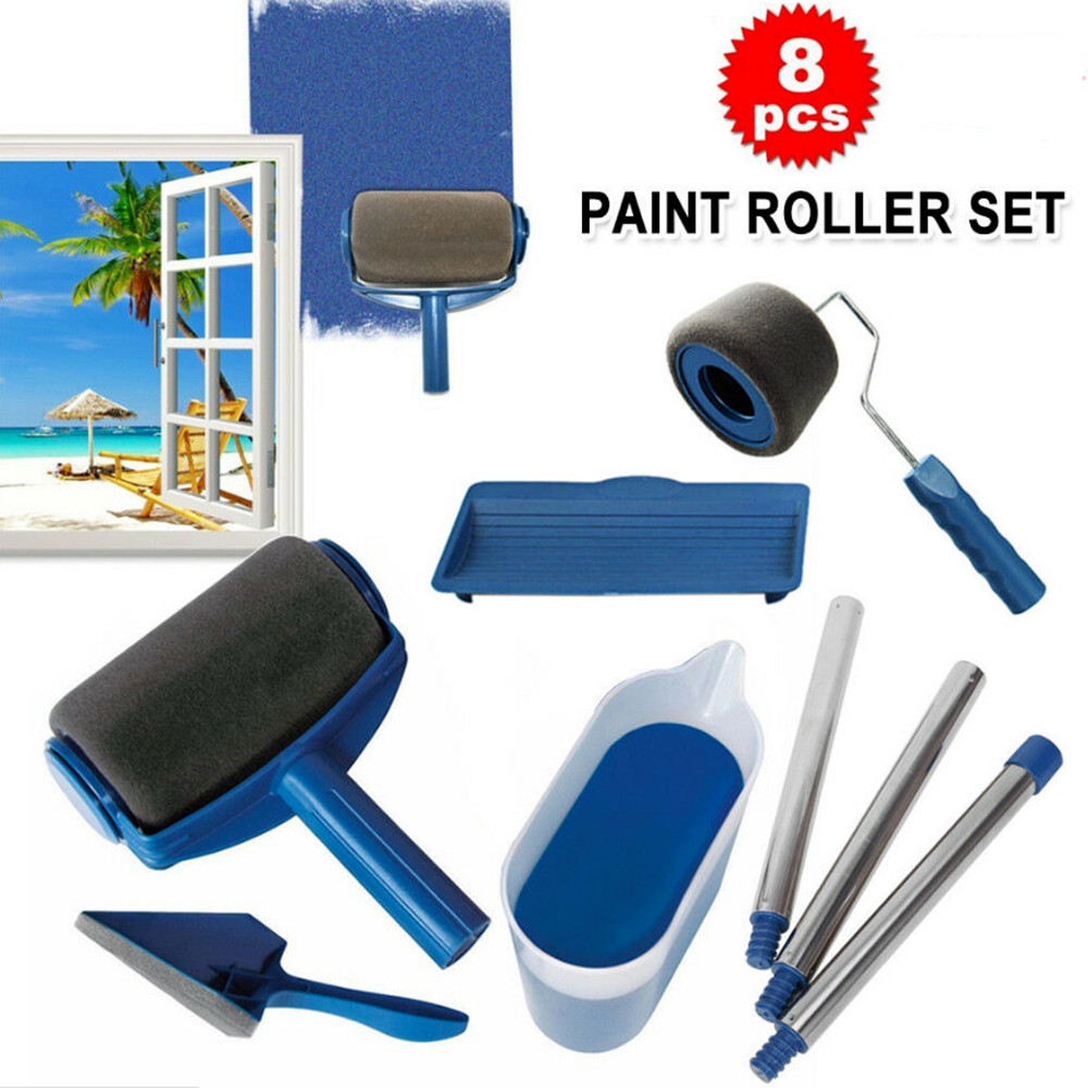 8 Pcs/Set Multifunctional Paint Roller Pro Kit Painting Supplies for Home Improvement
