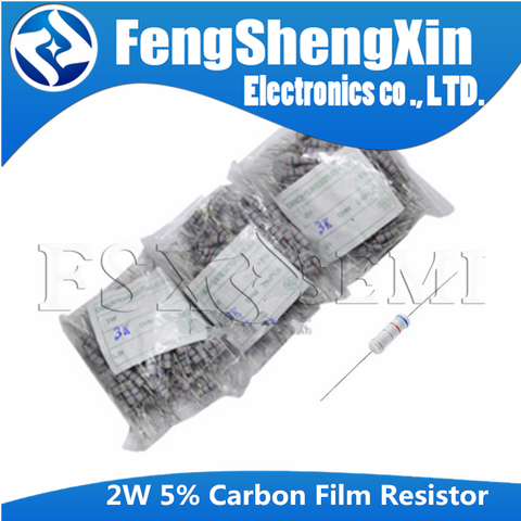 50pcs/lot 2W 5% Carbon Film Resistor 1R ~ 1M 2.2R 10R 22R 47R 51R 100R 150R 470R 1K 4.7K 10K 47K 1 2.2 10 22 47 51 100 150 470 ► Photo 1/6