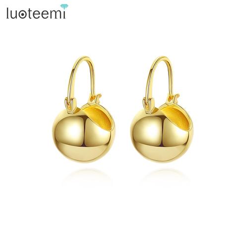 LUOTEEMI Hollow Hoop Earrings for Women 2022 Dating Daily-Life Boat-Shaped Two Colors Fashion Earring Jewelry Boucle D’Oreille ► Photo 1/6