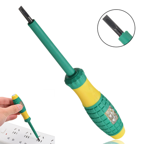 Mayitr Yellow Green Electrical Tester Pen 220V Screwdriver Power Detector Probe Industry Voltage Test Pen Diameter 4mm ► Photo 1/6