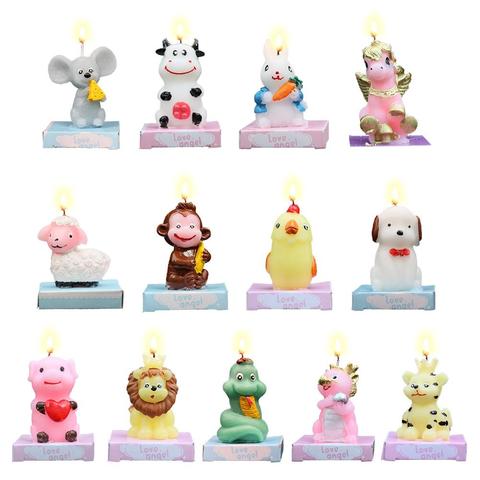 Cartoon Birthday Candle 12 Zodiacal Animals Shape Birthday Cake Candle Baby Shower Wedding Party Smokeless Candles Celebration ► Photo 1/6