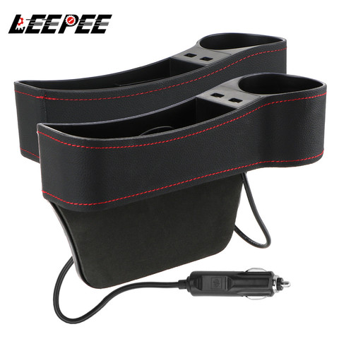 Car Organizer Auto Crevice Pocket Dual USB Charger Phone Bottle Cups Holder Seat Gap Slit Leather Storage Box Car Accessories ► Photo 1/6