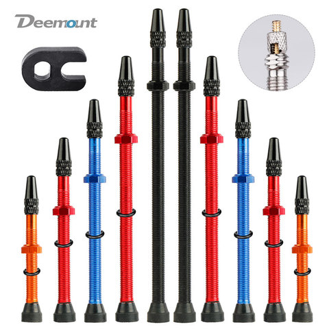 Deemount 2PCS Bicycle Tubeless Tire Presta Valve 48mm Alloy Stem Brass Core For Mountain Road Bikes W/ Cap & Tool ► Photo 1/6