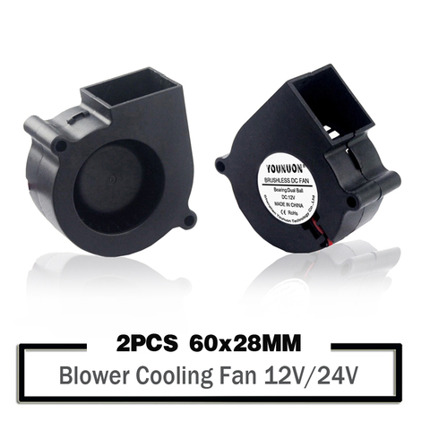 2PCS Brushless Cooler Cooling DC Centrifugal Blower Fan 60mm 12V 24V 2Pin 60x28mm 6028 6cm Sleeve Dual Ball Heatsink Radiator ► Photo 1/6