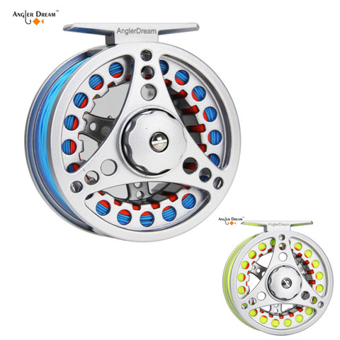 Fly Fishing reel 1/2 3/4 5/6 7/8 WT Fly Reel with Line Combo Large Arbor Aluminum Fly Fishing Reels yellow and blue fishing reel ► Photo 1/6