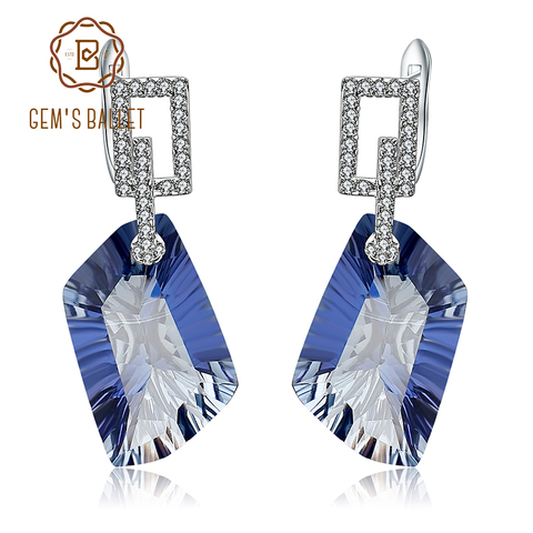 GEM'S BALLET 42.40Ct Natural Iolite Blue Mystic Quartz Gemstone Drop Earrings 925 Sterling Silver Fine Jewelry for Women ► Photo 1/6