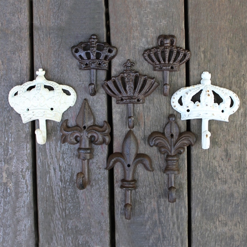 JD European-style Crown Series Retro Cast Iron Wrought Iron Hook Coat Hook Decoration Hook Wall Decoration ► Photo 1/6