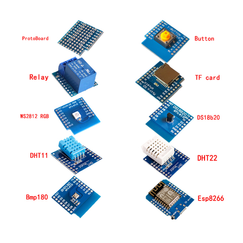 Esp8266 D1 Mini Pro Wifi Development Board Nodeu Ws2812 Rgb Dht11 Dht22 Am2302 Relais Ds18b20 Bmp180 Motor Voor Wemos Diy kit ► Photo 1/6