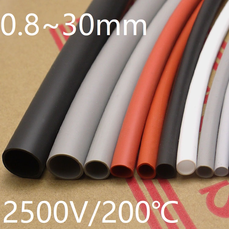 Black Flexible Silicone Heat Shrink Tube 200℃ 2500V Wire Cable Soft Sleeving