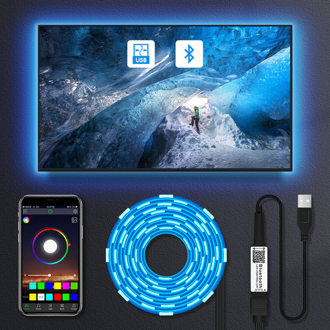 LED Strip Light USB Bluetooth APP 1M 2M 3M 4M 5M TV Backlight Screen Lighting Music Sync RGB Tape Led Lights For Room / Desk ► Photo 1/6