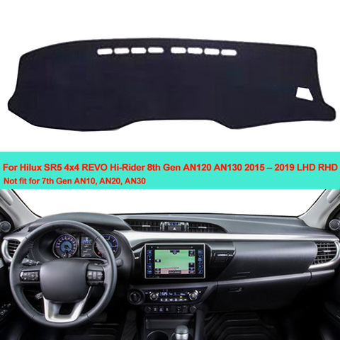 Car Inner Dashboard Cover Dash mat Carpet For Toyota Hilux SR5 4x4 REVO Hi-Rider 8th Gen AN120 AN130 2015 2016 2017 2022 ► Photo 1/6