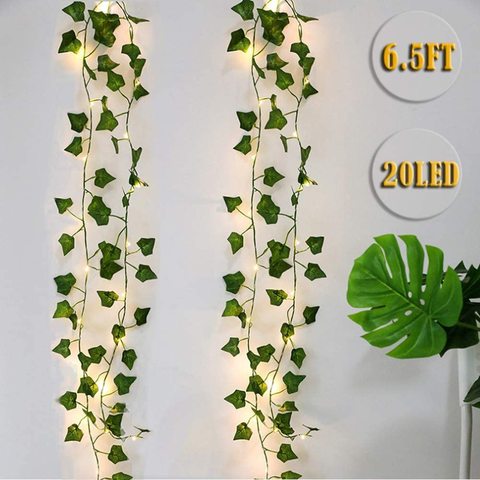 2m Leaf Ivy String Lights Vine Garland Wreath Hanging With lamp Fairy Night Light Home Wedding Birthday Party Garden Decoration ► Photo 1/6