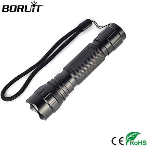 BORUiT WF-501B XPE LED Flashlight Red/Blue/Green/Light Torch Single File Waterproof Lantern Use 18650 Battery Gun Bicycle Light ► Photo 1/6