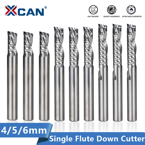 XCAN Single Flute Down Cutter 4/5/6/8mm Shank Left Hand Super Aluminum Cutting Down Cutter Carbide Spiral End Mill ► Photo 1/6