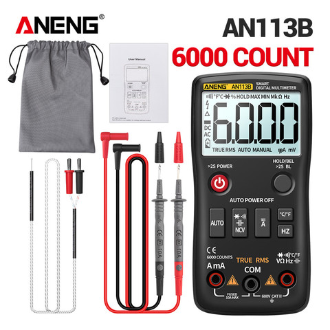 ANENG AN113B Digital Multimeter True RMS with Temperature Tester 6000 Counts Auto-Ranging AC/DC Transistor Voltage Meter ► Photo 1/6