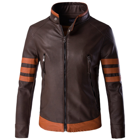 High-end Brand Men's Zipper Leather Jacket Wolverine Casual PU Leather Locomotive Coat Logan Bomber Jacket Slim Coats Size M-5XL ► Photo 1/6