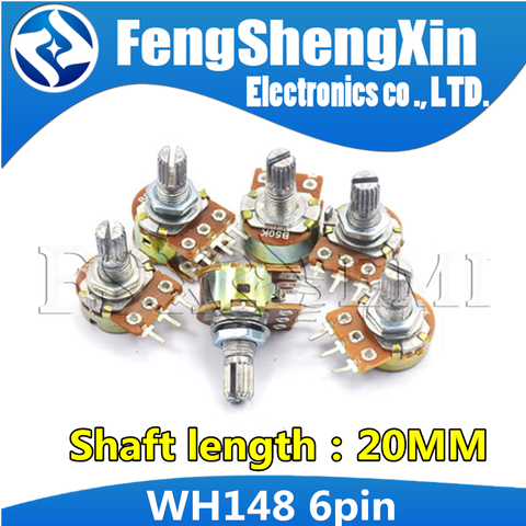 5pcs/lot Shaft 20mm 6Pin B1K B2K B5K B10K B20K B50K B100K B500K B1M WH148 Potentiometer 1K 2K 5K 10K 20K 50K 100K 500K 1M ► Photo 1/1