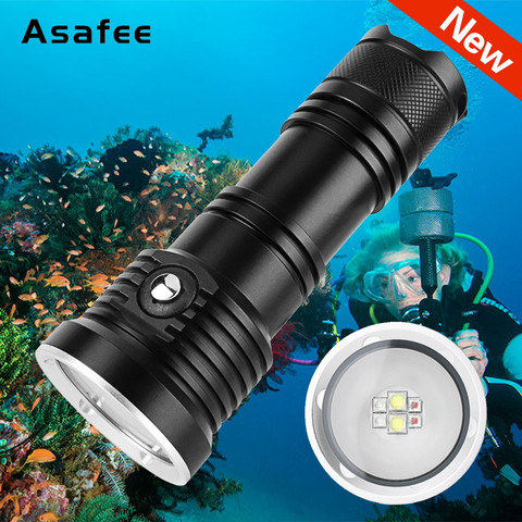 New 2000LM Professional Diving Flashlight UV Red L2 LED IP68 Underwater Video Light Scuba Dive Torch Diving Photo Flashlight ► Photo 1/6