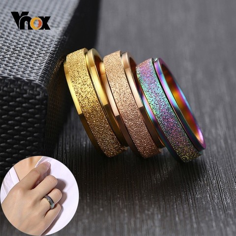 Vnox 6mm Spinner Ring for Women Men Stress Release Rotatable Sandblasting Stainless Steel Bands Casual Tail Ring ► Photo 1/6