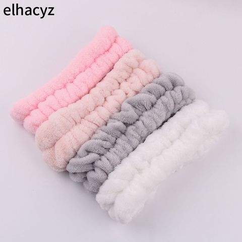 2022 Chic Solid Coral Fleece Headband Soft Elastic Hair Band for Women Girls Wash Face Headwear Makeup Headband Hair Accessories ► Photo 1/6