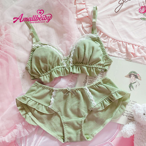Lolita Cute Sweet Ultra Thin Bras and Panty Set Princess Underwear Ruffle Bra Brief Thong Set for Young Girl Lingerie Sexy Girls ► Photo 1/6